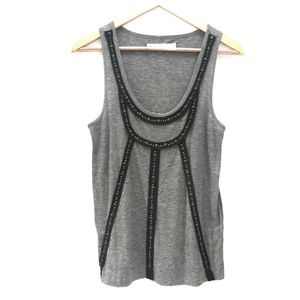 Size XS - Madewell HI-LINE Women's Gray Beaded Appliqué Tank Top